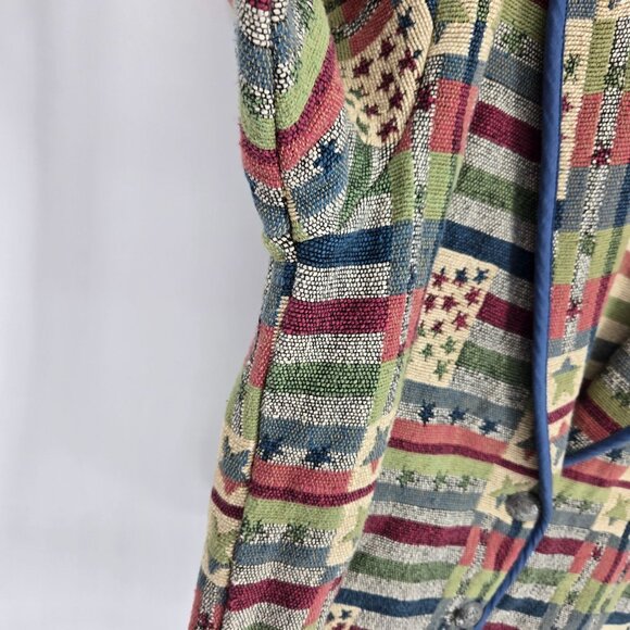 Drapers and Damons Medium  cotton Patriotic print woven 2 button blazer Flag VTG - Picture 4 of 11